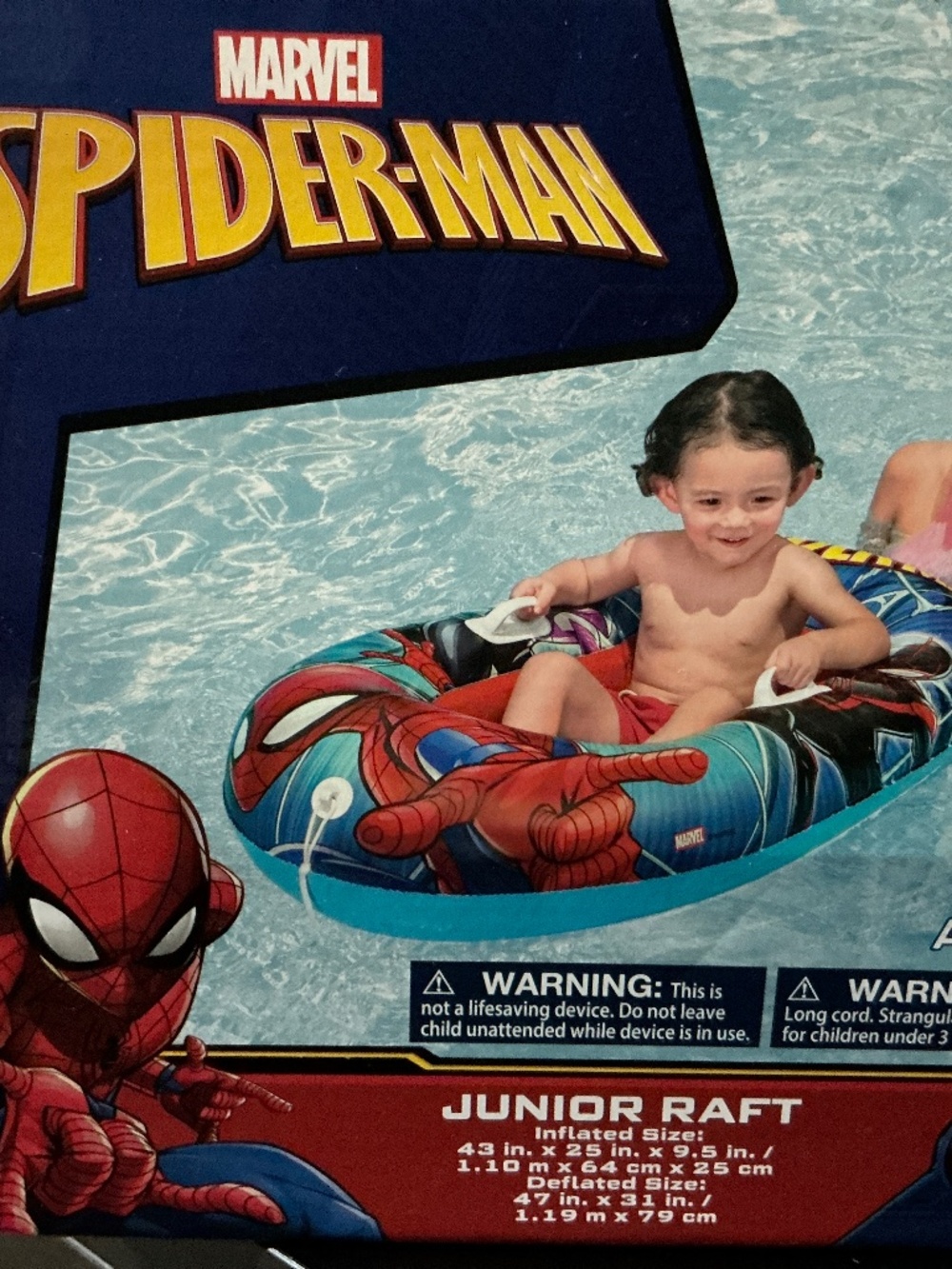 Marvel Spider-Man Junior Inflatable Pool Raft Float for Kids Ages 3+